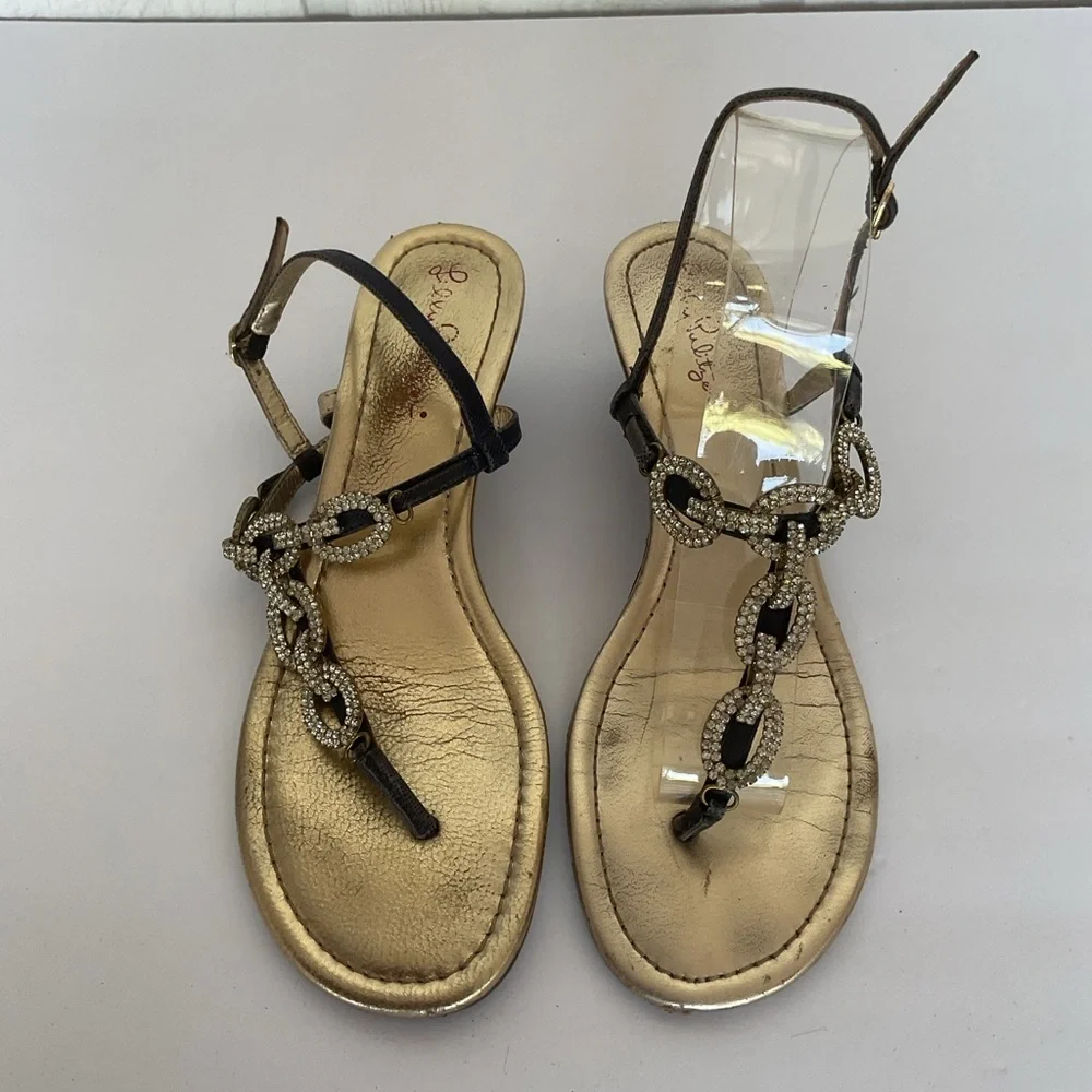 Lilly Pulitzer Jeweled Wedge Sandal Size 8 - Picture 1 of 16